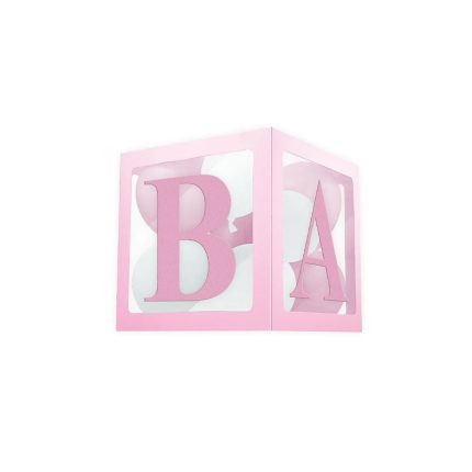 Cutie transparenta pentru baloane , Baby , roz , 21×21 cm