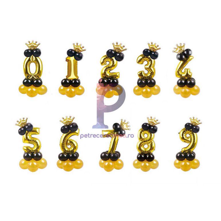 Set 14 balone cifra din folie metalizata , auriu & auriu , 100 cm