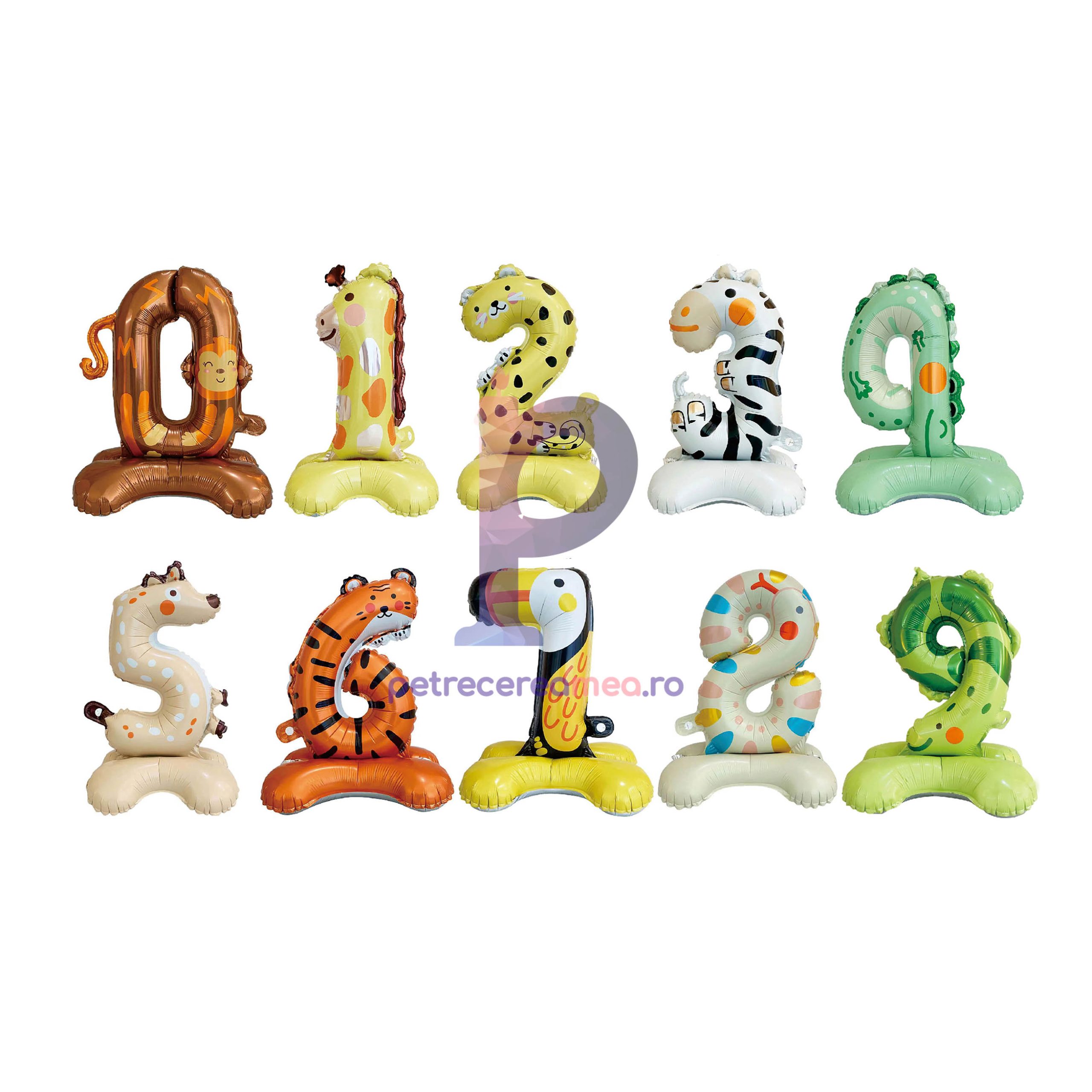 Balon cifra din folie metalizata , animalute , 52-57 cm