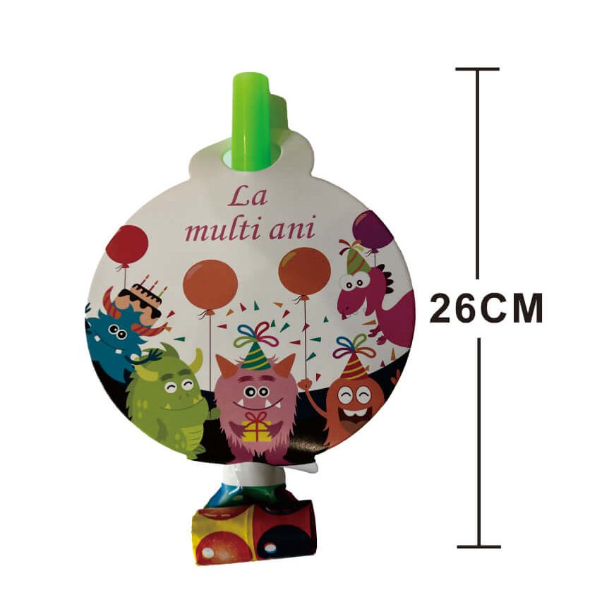 Set 8 suflatori la multi ani mici monstruleti , multicolor