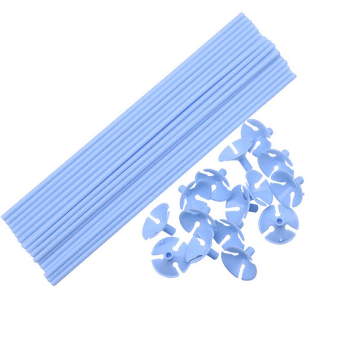 Set 100 bete cu rozete pentru baloane , albastru , 42cm