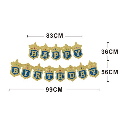 Ghirlanda Happy Birthday din baloane , albastru , 99cm