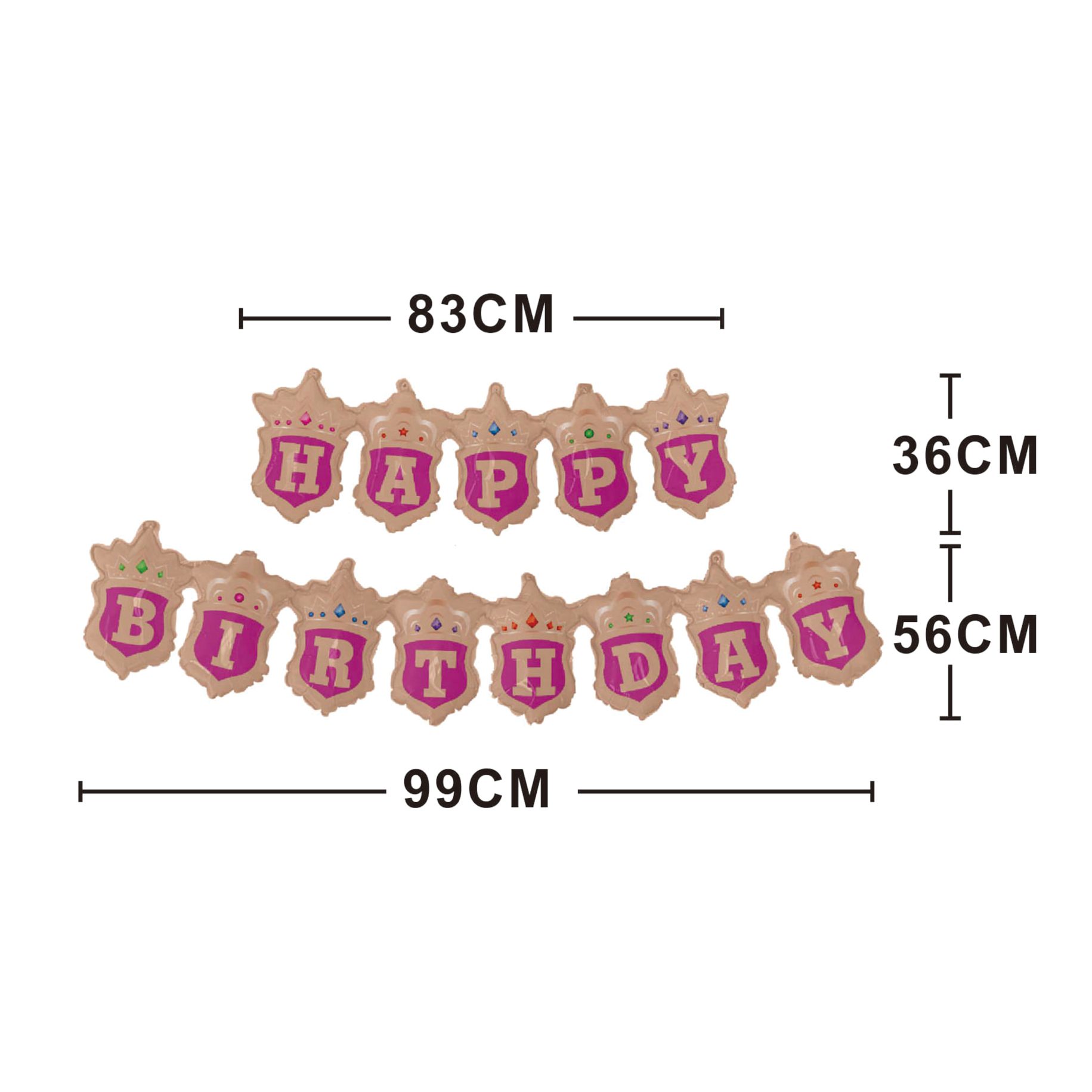 Ghirlanda Happy Birthday din baloane , roz , 99cm