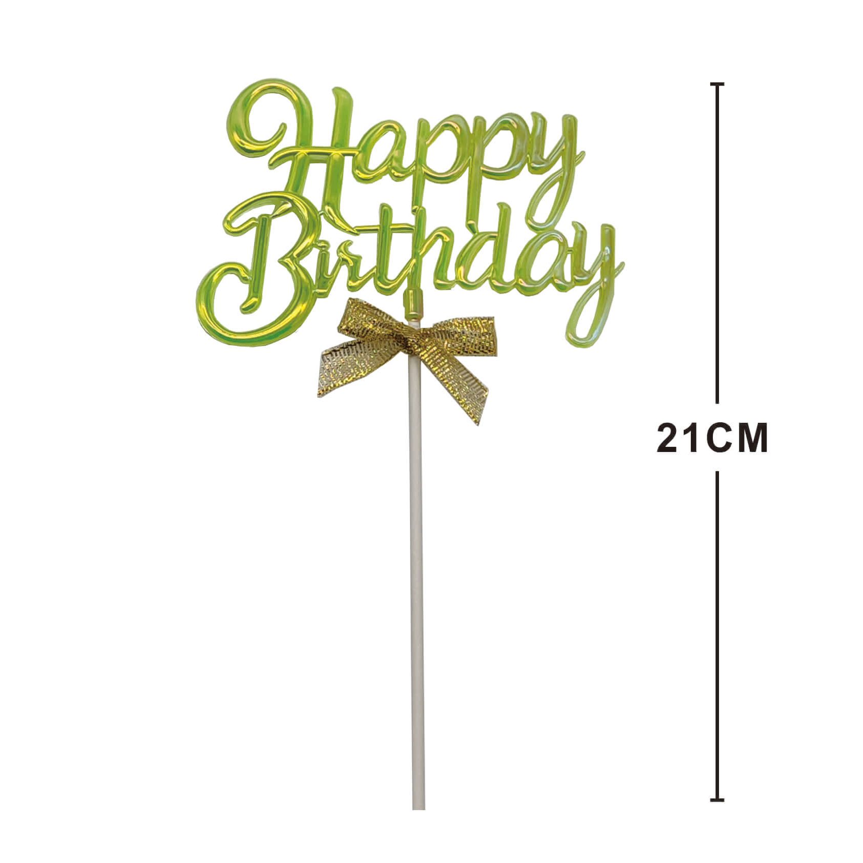 Topper tort , Happy Birthday , verde lime , 12×9 cm