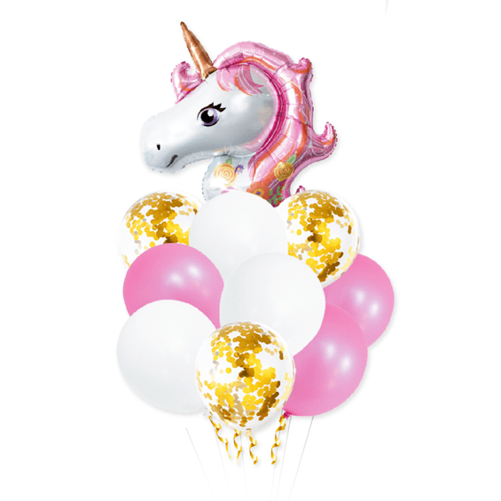 Set 12 baloane unicorn , roz & alb