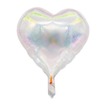 Balon din folie metalizata , inima , alb lucios , 45 cm