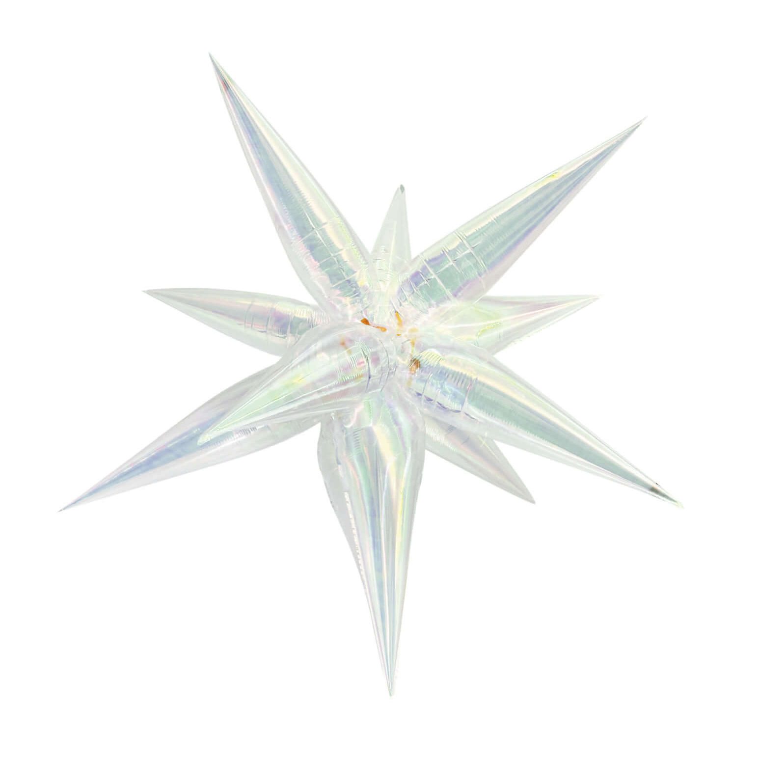 Set 13 baloane din folie metalizata , stea 3D alb lucios , 65 cm