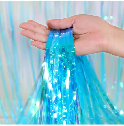 Perdea din folie lucioasa , albastru deschis, 2m x 1m