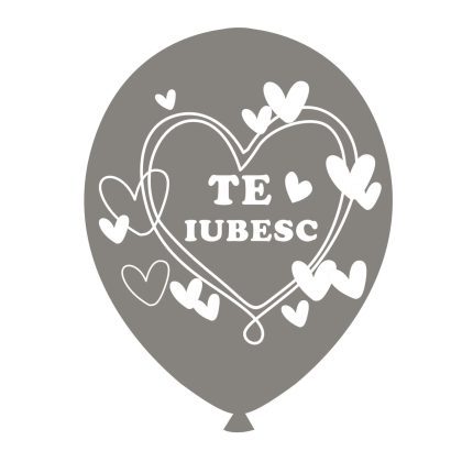 Set 20 baloane , imprimeu Te iubesc , argintiu , 30 cm