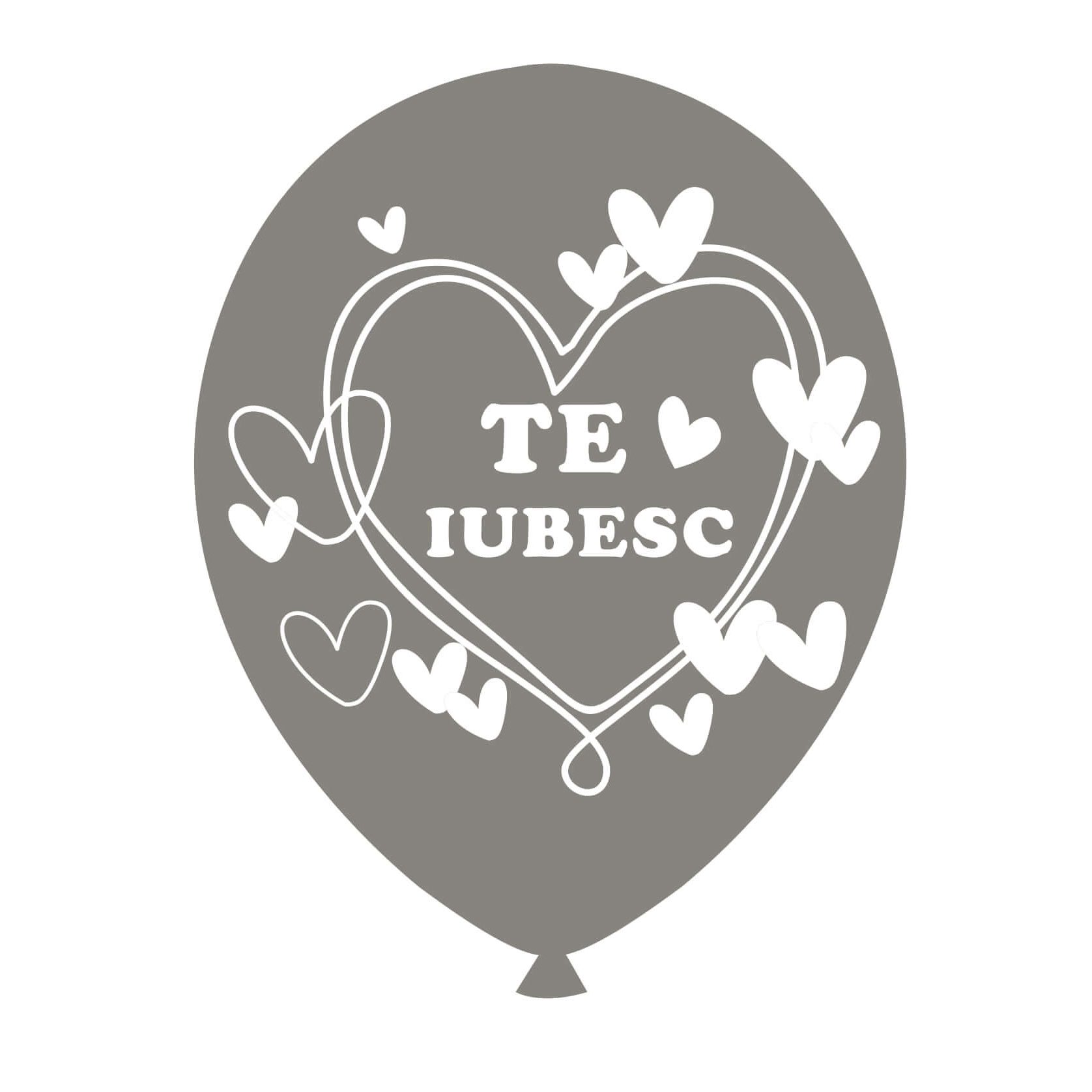 Set 20 baloane , imprimeu Te iubesc , argintiu , 30 cm