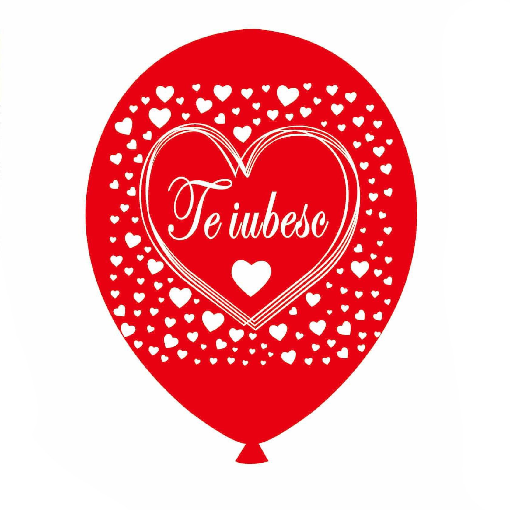 Set 20 baloane , imprimeu Te iubesc , rosu , 30 cm