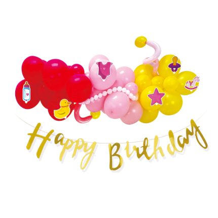 Set 40 baloane tip ghirlanda aniversare , Happy Birthday , multicolor - 3