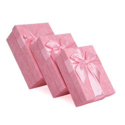 Set 3 cutii dreptunghiulare , roz deschis