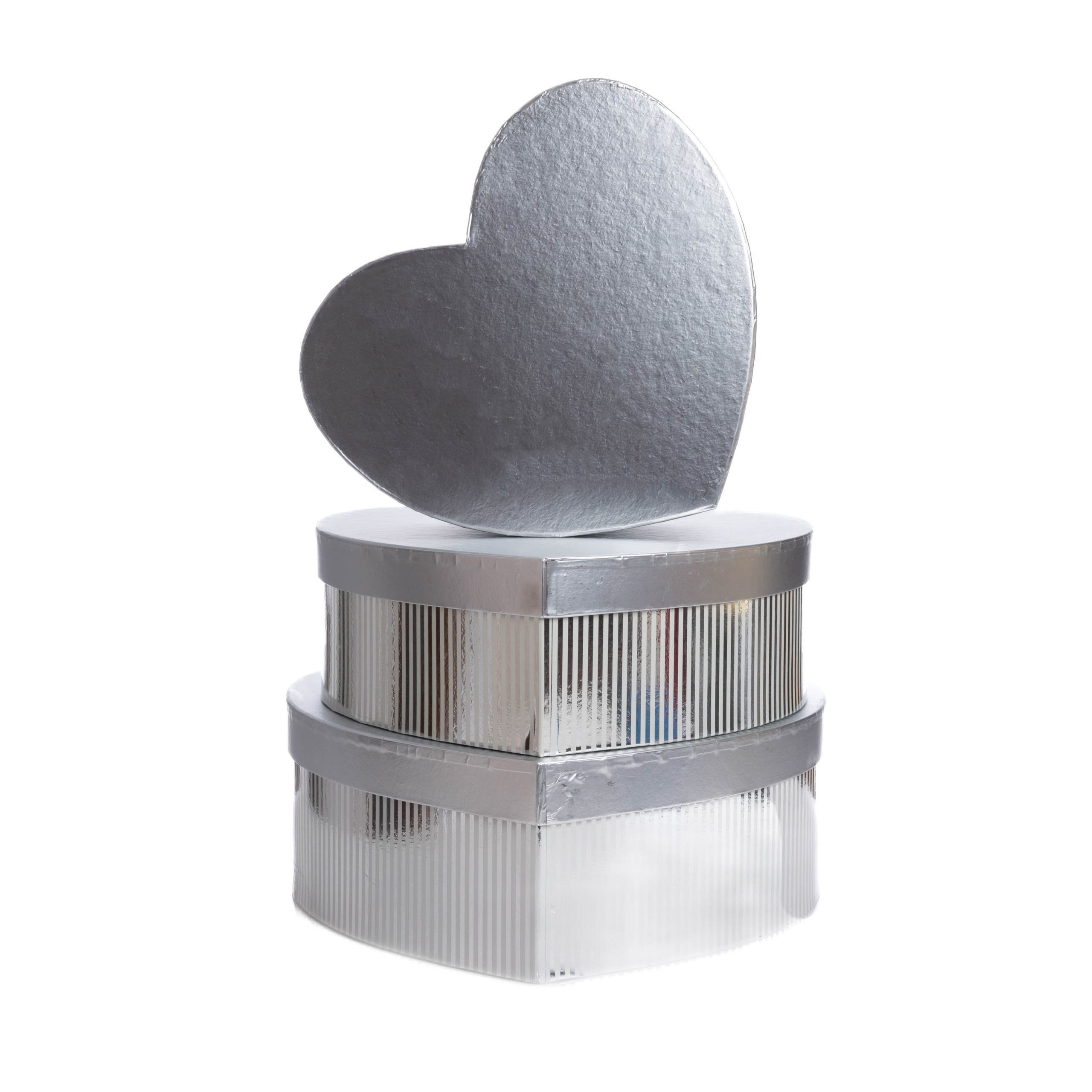 Set 3 cutii forma inima , argintiu