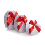 Set 3 cutii forma inima cu sclipici , alb