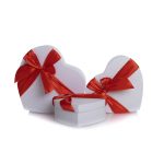 Set 3 cutii forma inima cu sclipici , alb