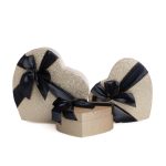 Set 3 cutii forma inima cu sclipici , auriu