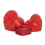 Set 3 cutii forma inima cu sclipici , rosu - 2