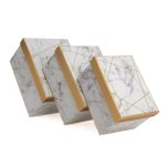 Set 3 cutii forma patrata albe cu model marmura