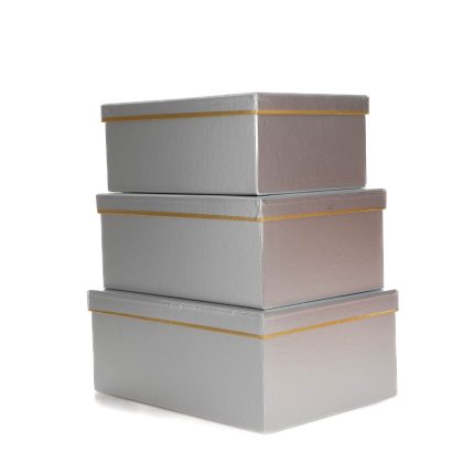 Set 3 cutii forma patrata , argintiu