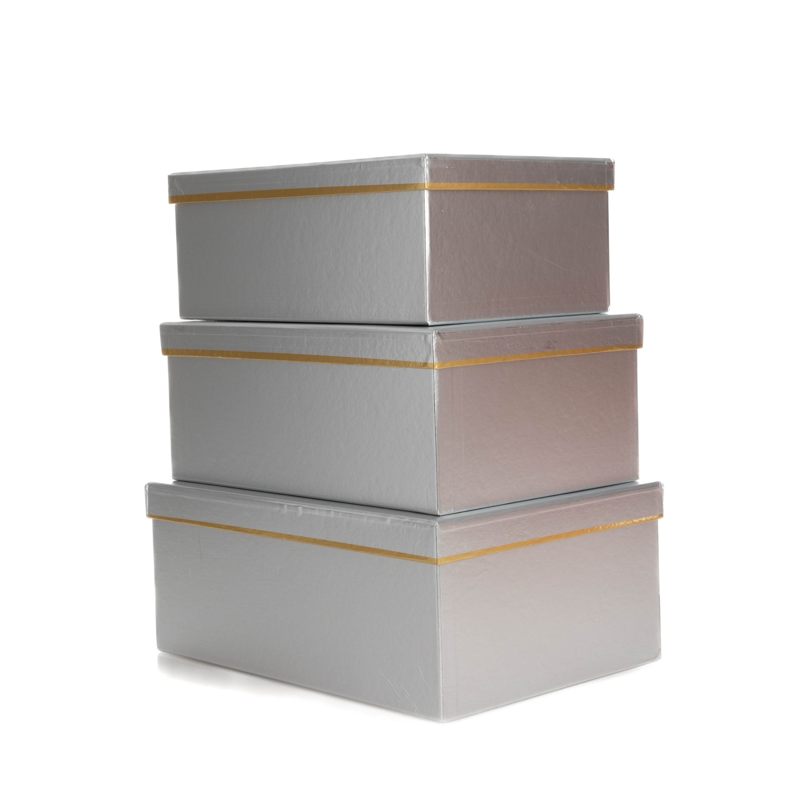 Set 3 cutii forma patrata , argintiu