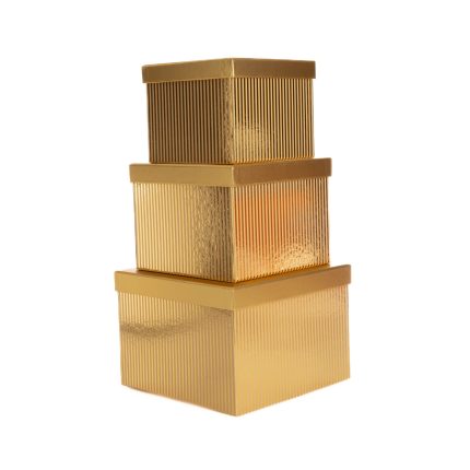 Set 3 cutii forma patrata , auriu