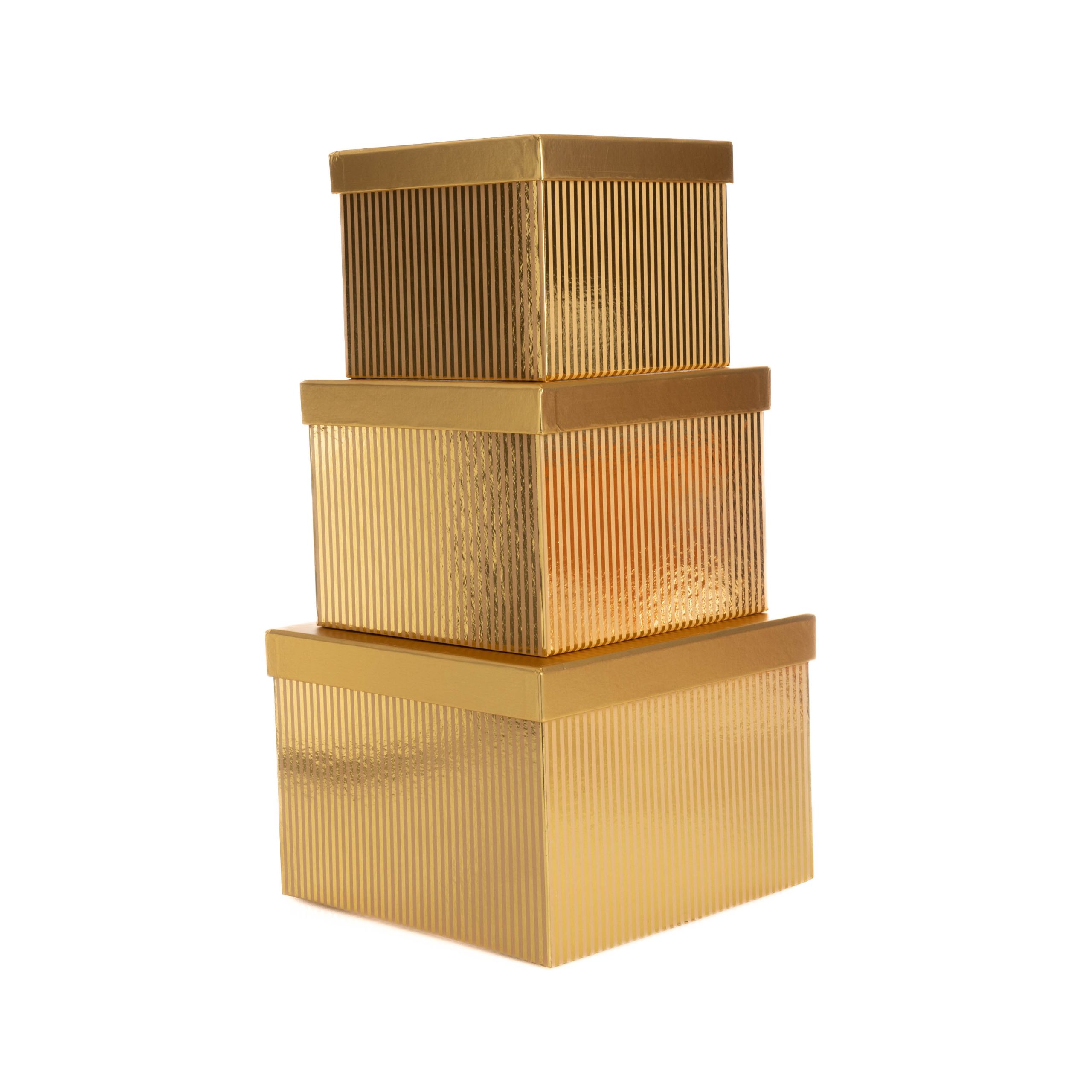 Set 3 cutii forma patrata , auriu