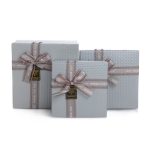 Set 3 cutii patrate cu fundita best wishes , gri