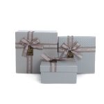 Set 3 cutii patrate cu fundita best wishes , gri