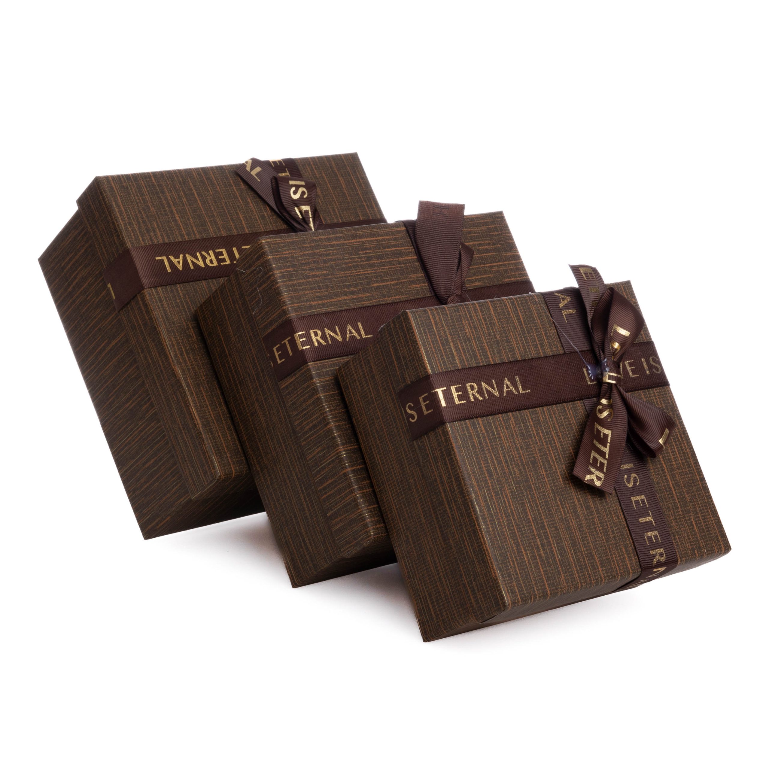 Set 3 cutii patrate , maro