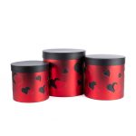 Set 3 cutii rotunde cu inimi , rosu & negru - 3