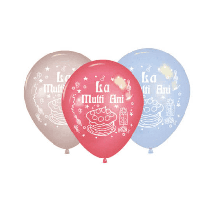 Set 6 baloane cu imprimeu La Multi Ani , pastel , 30 cm
