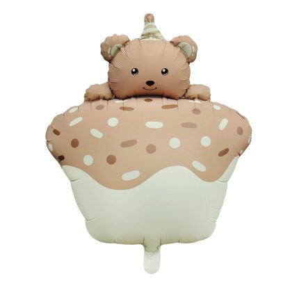 Balon folie brioșă ursuleț maro 52x72