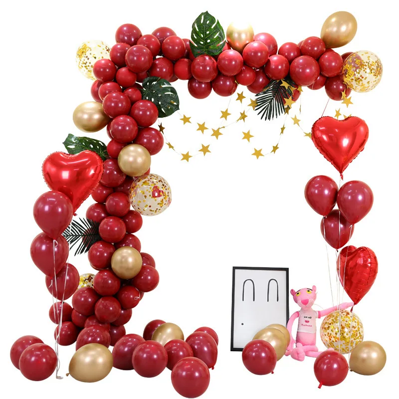 Set 160 Baloane, arcada rosie cu inimioare