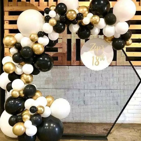 Set 163 baloane, tip arcada auriu si negru