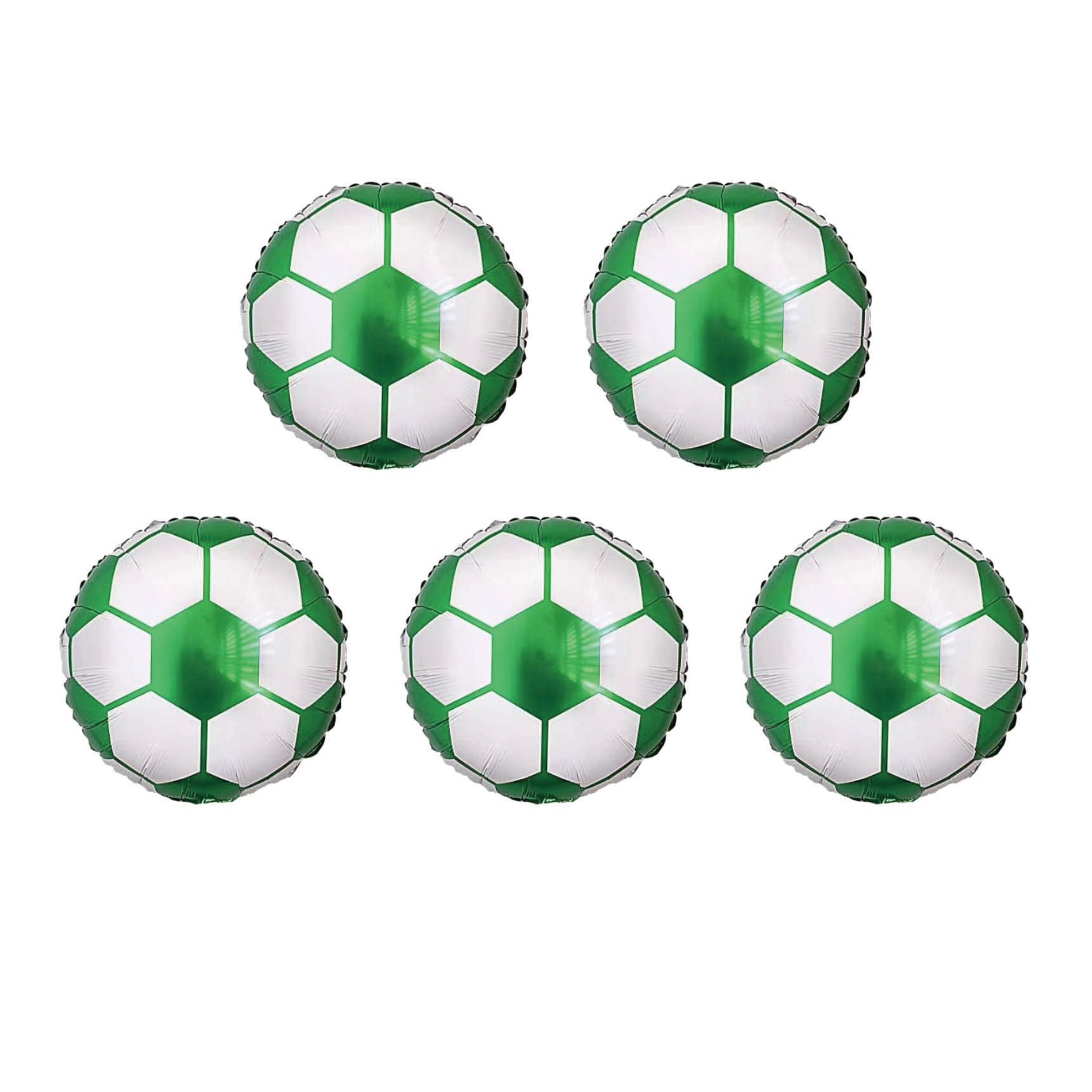 Set 5 baloane folie metalizata minge fotbal verde 25 cm