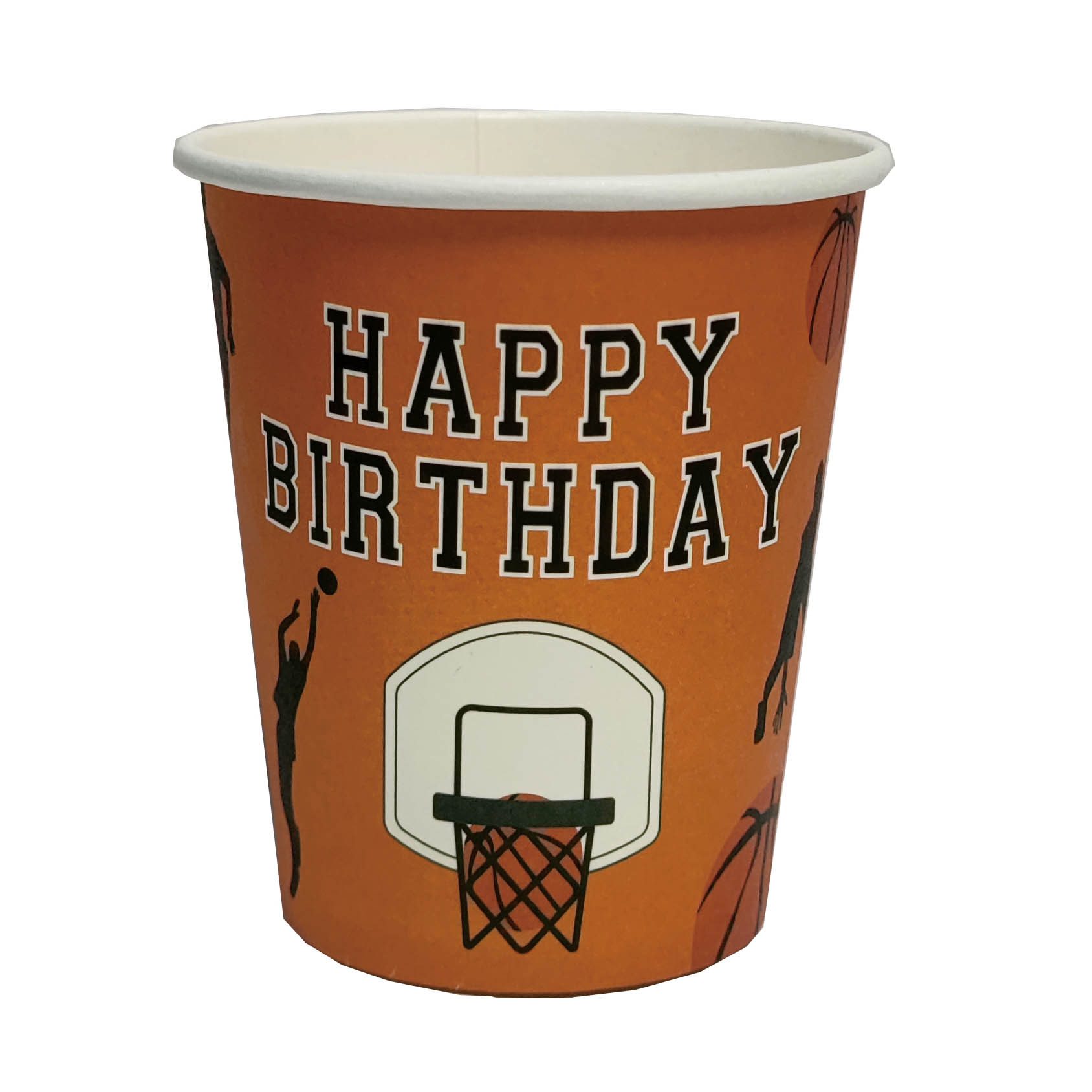 Set 8 pahare din carton pahare happy birthday baschet, 8.7cm