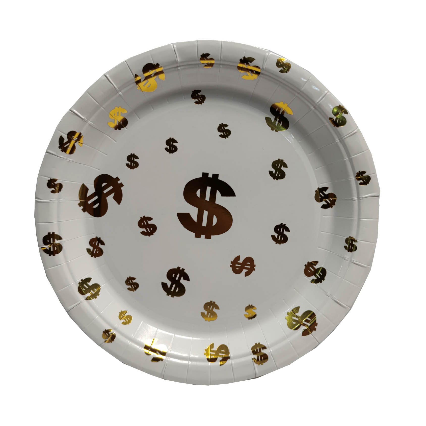 Set 8 farfurii din carton , dolari aurii , 18-23 cm