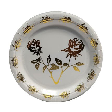 Set 8 farfurii cu flori aurii, 18cm