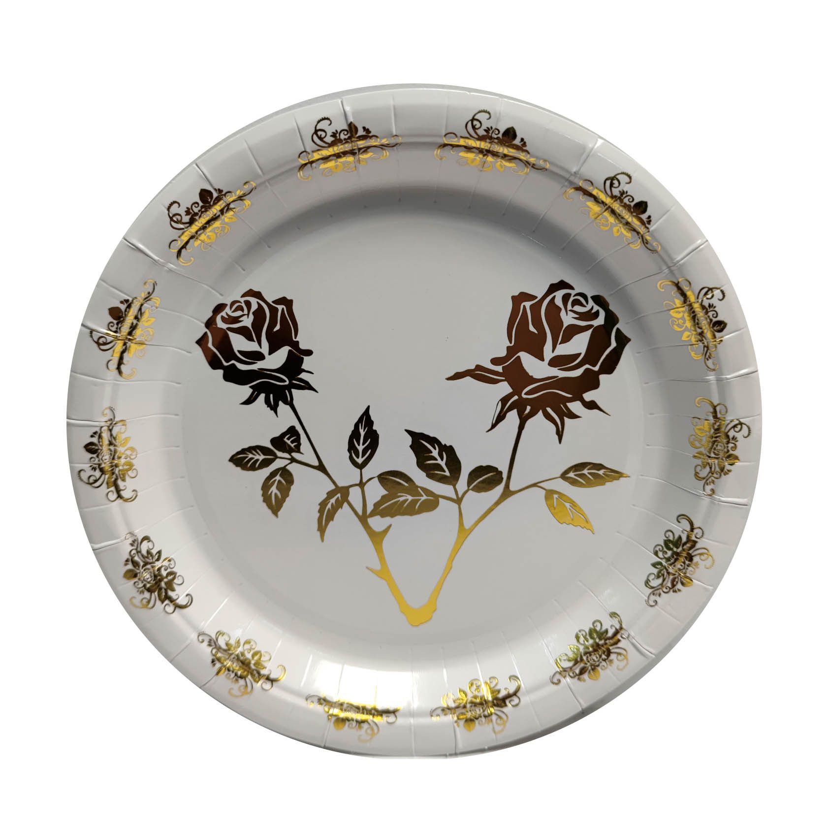 Set 8 farfurii cu flori aurii, 18cm