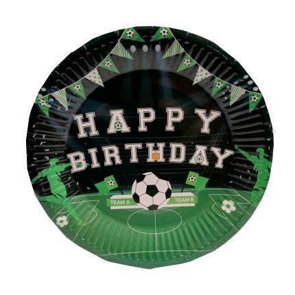 Set 8 farfurii happy birthday fotbal, 18cm
