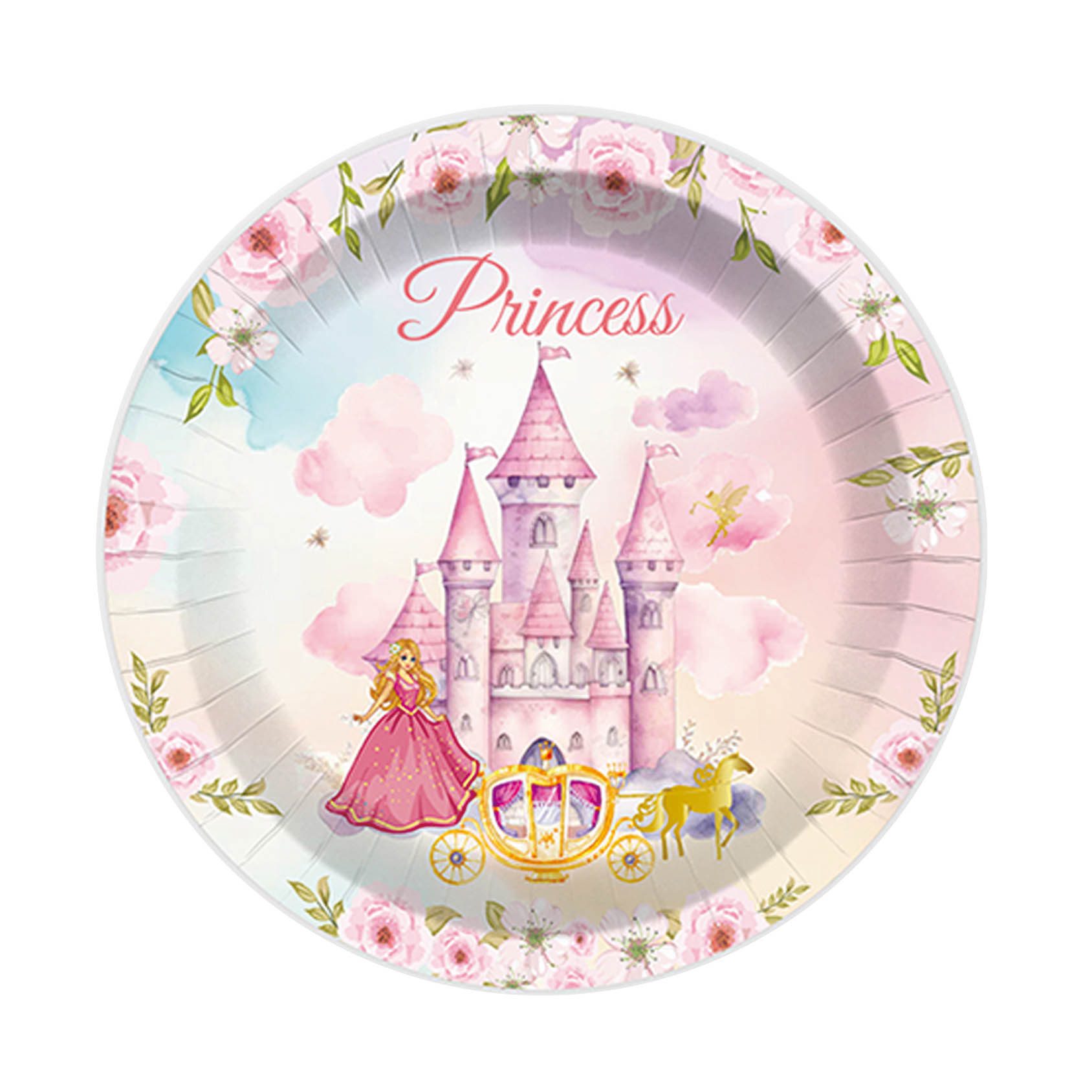 Set 8 farfurii printesa castel roz,18cm