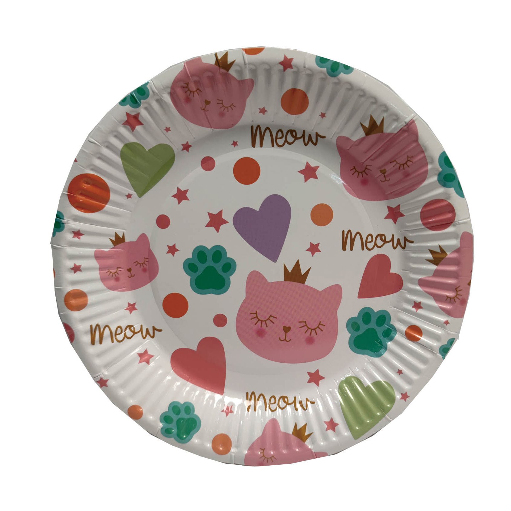 Set 8 farfurii roz cu pisicute, 18cm