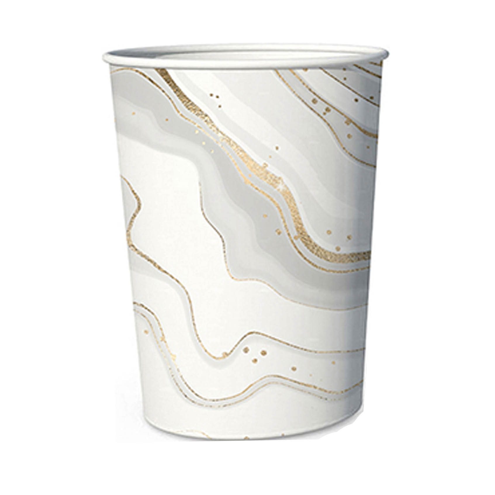 Set 8 pahare din carton alb gri si auriu, 8.7cm