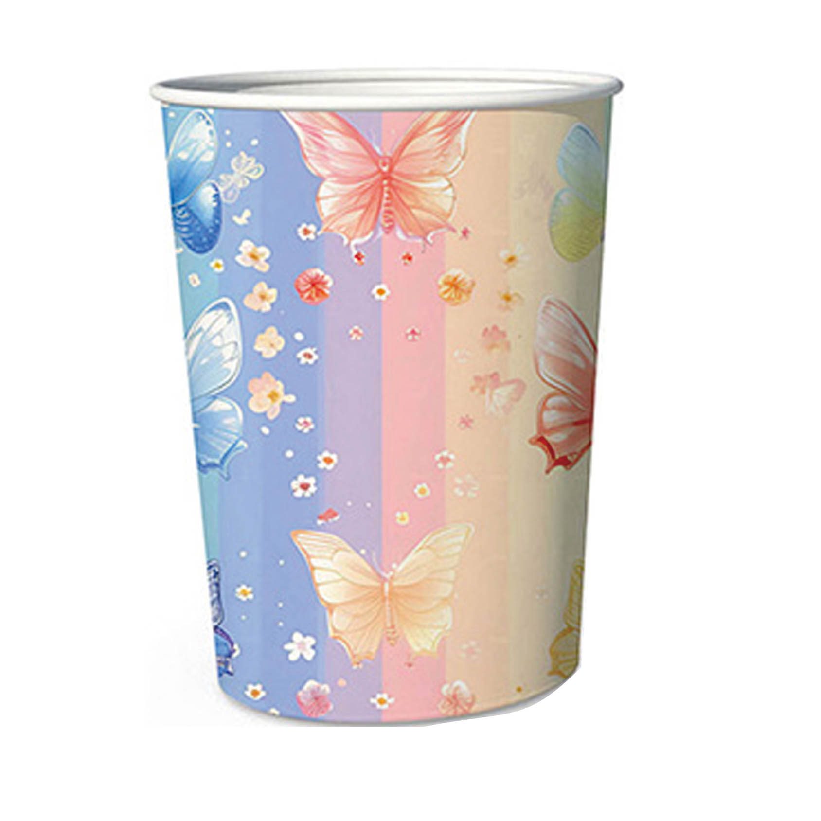 Set 8 pahare din carton curcubeu cu fluturi, 8.7cm