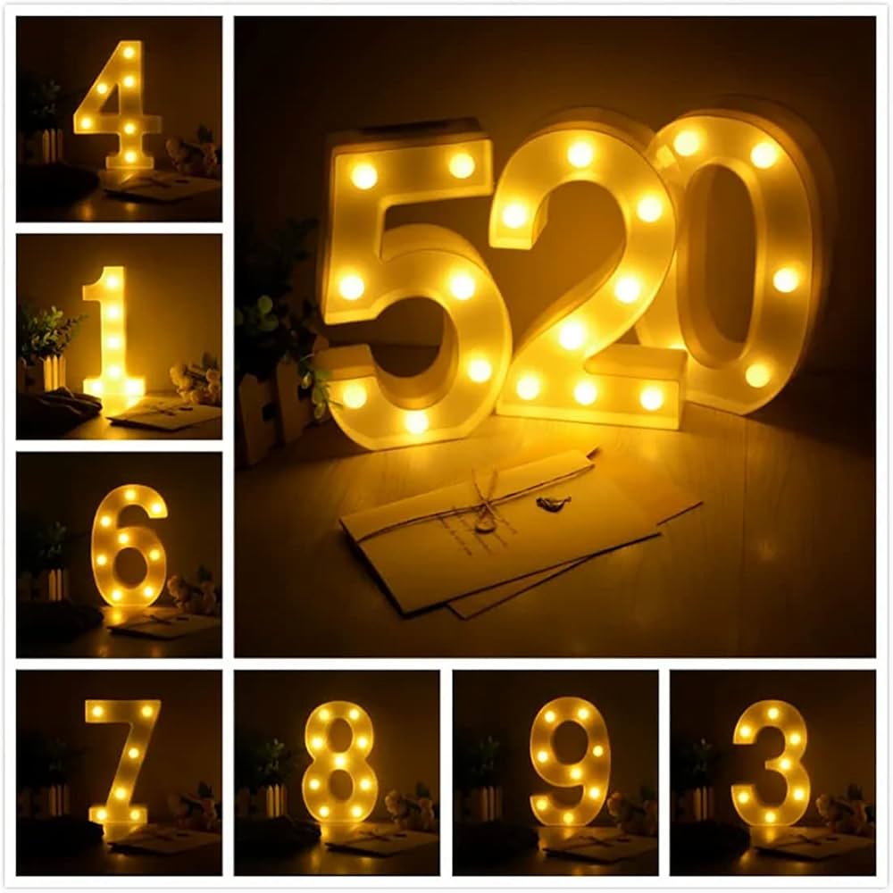 Cifre volumetrice luminoase LED cu baterie 21cm