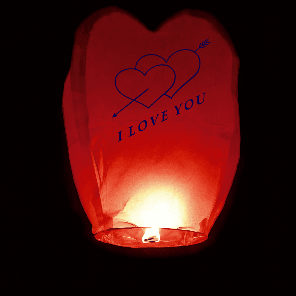 Lampion zburator din hartie - I LOVE YOU 80x40cm