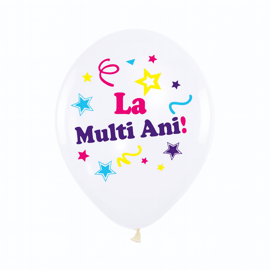 Set 20 baloane latex imprimeu la multi ani cu stele, 30 cm
