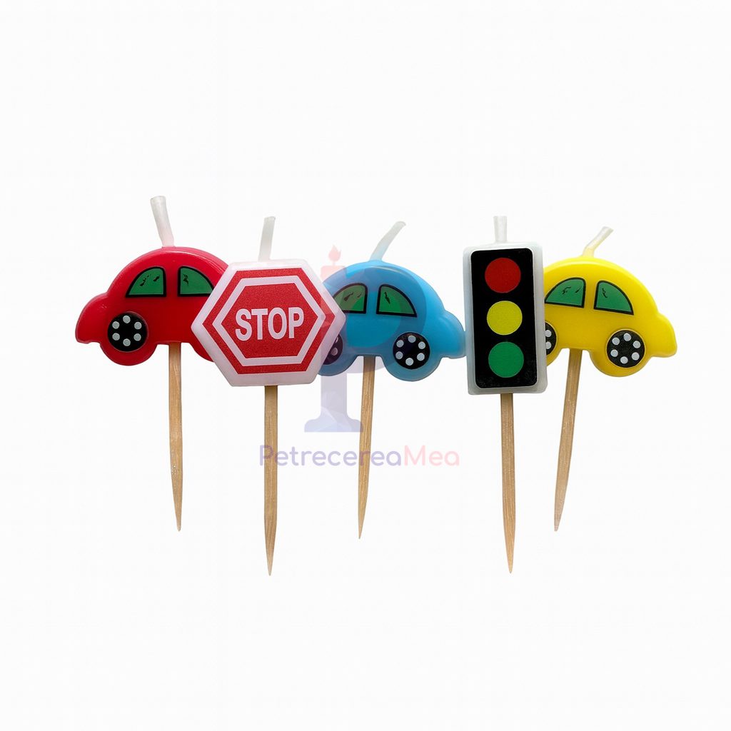 Set 5 lumanari , masini, multicolor