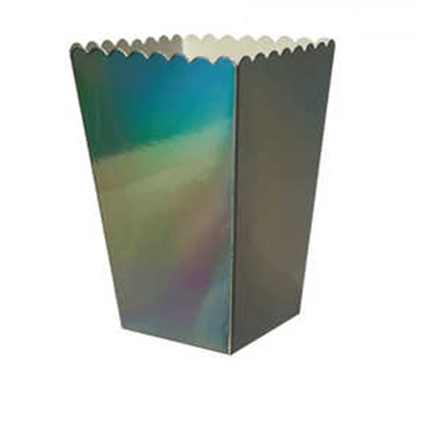 Set 8 cutii popcorn argintiu lucios 11,5 x 8 x 8 cm